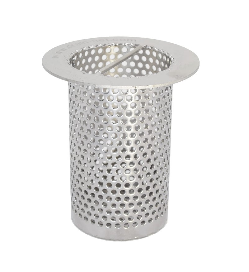 Drain-Net 3"" Commercial Floor Drain Strainer  4"" Tall  Perforated Stainless Steel - Image 1